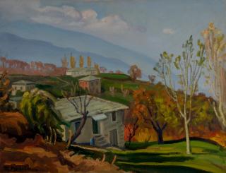 Tsangarada Pelion, Landscape — Oil painting, Canvas, 50.00×65.00cm — Theodoros Markellos